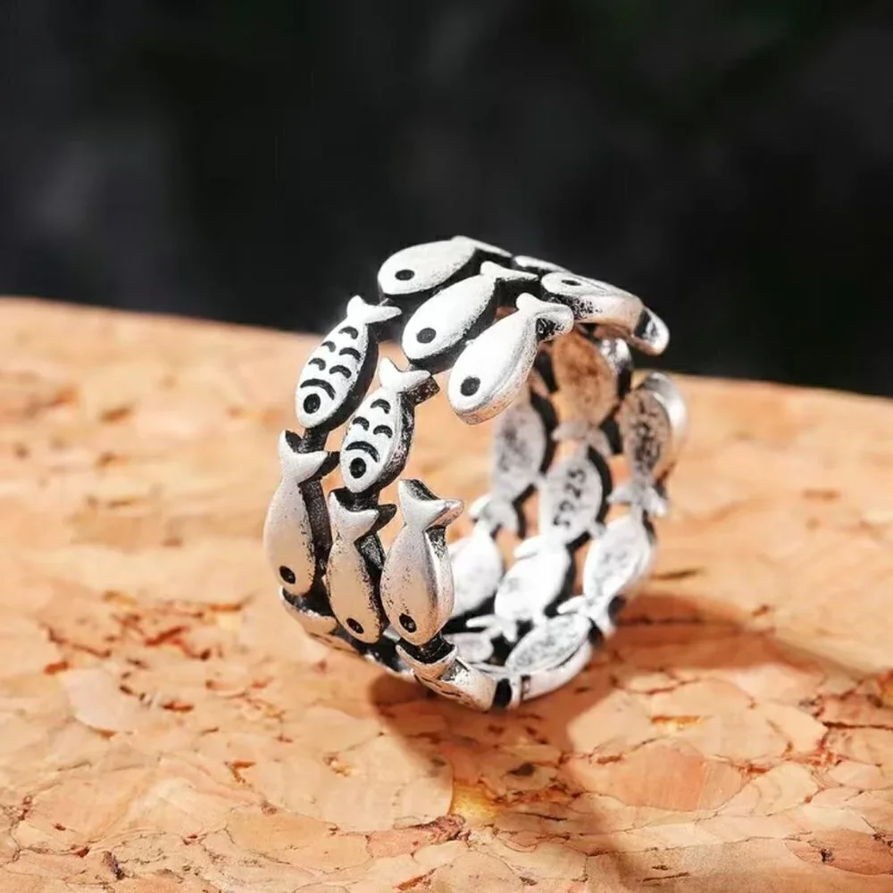 Silver 925 Fish Boho Ring #806 - Picture 7 of 10